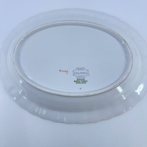 spode colonel gray bone china serving bowl floral  garland gold trim - Picture 5 of 6